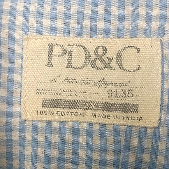PD&C blue white check button up long sleeve shirt 2X xxl - Picture 2 of 11